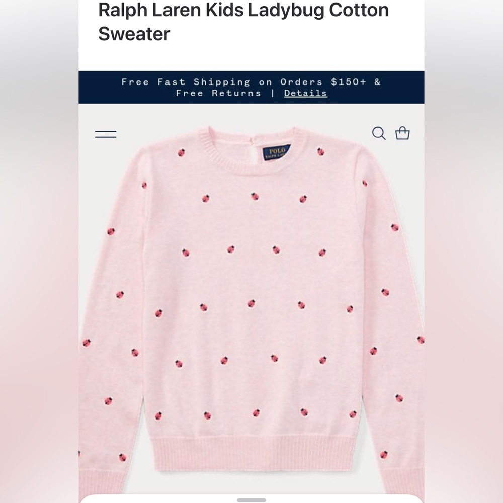 Ralph Laren Kids Ladybug Cotton Sweater